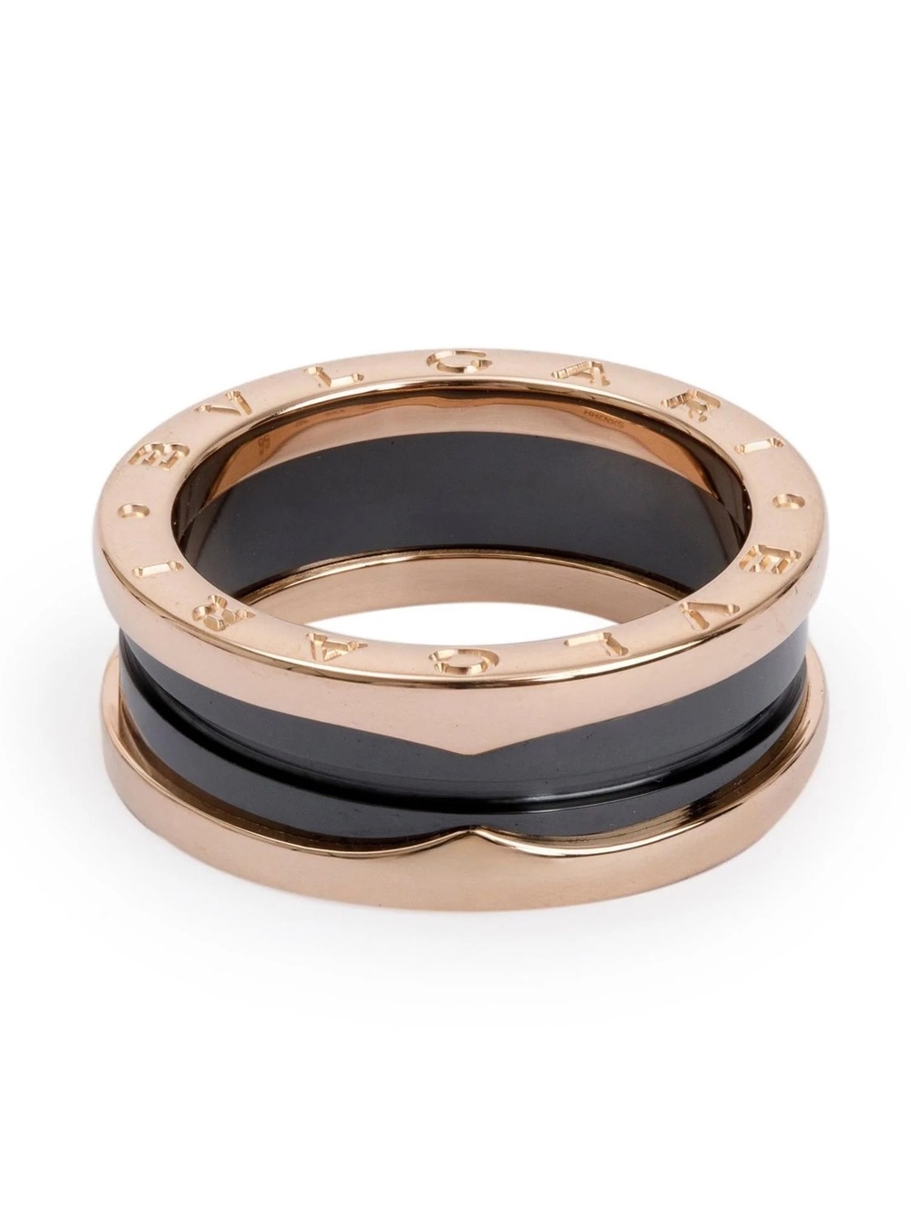 Bulgari Black and Rose Gold B.Zero1 Ring